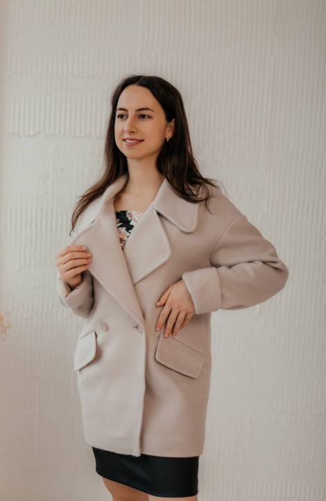 Женское пальто Стильная леди М-667 кремовый