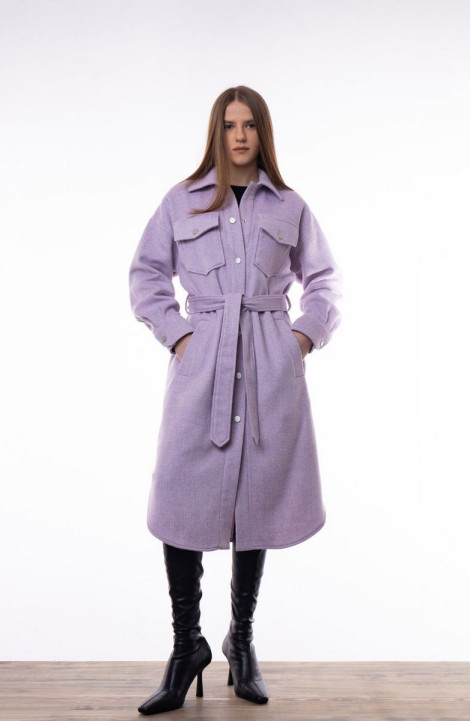 Женское пальто Individual design 20209 лиловый_в_елочку