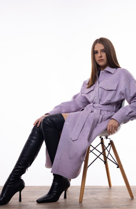 Женское пальто Individual design 20209 лиловый_в_елочку