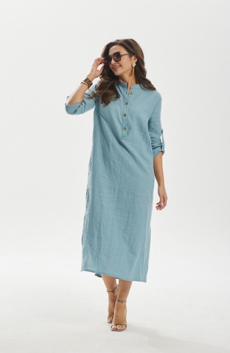 Льняное платье MALI 423-004 голубой