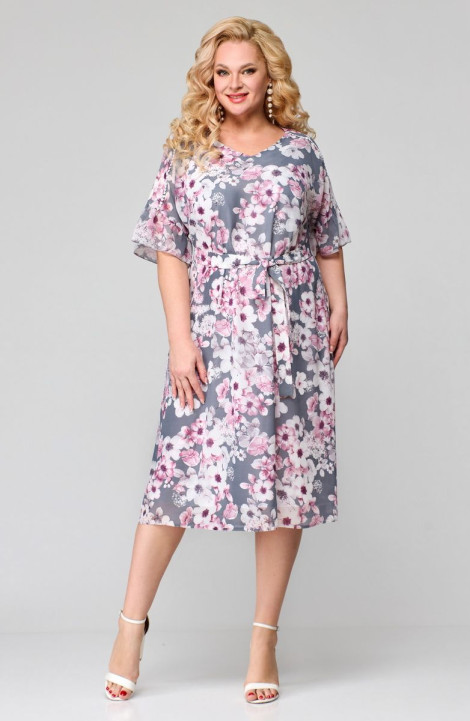 Платье Мишель стиль 1124 серо-розовый
