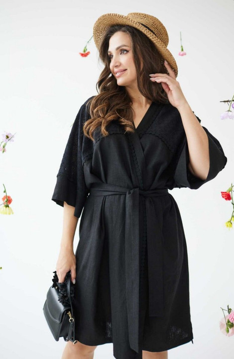 Льняное платье Mislana С945 черный