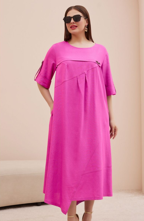 Льняное платье Lissana 4864 фуксия