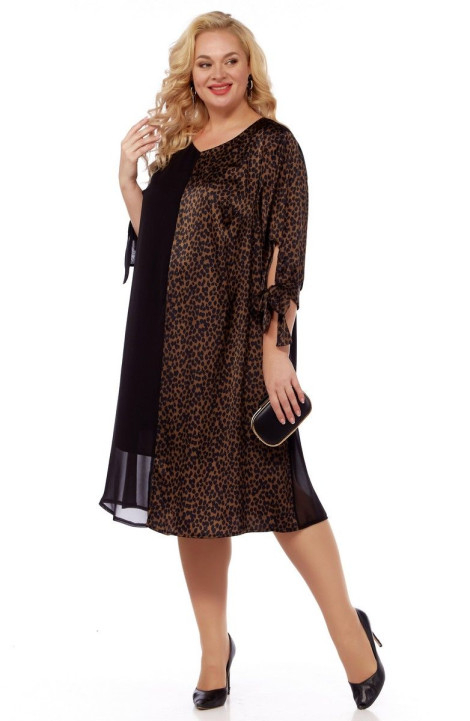 Шифоновое платье Belinga 1217 черный-леопард