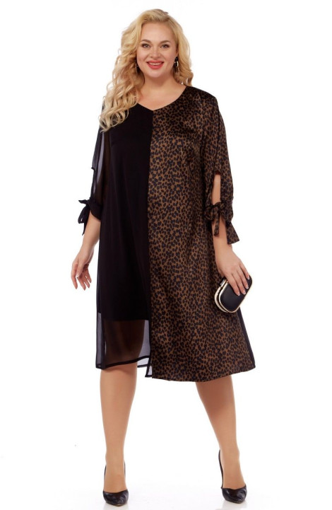 Шифоновое платье Belinga 1217 черный-леопард