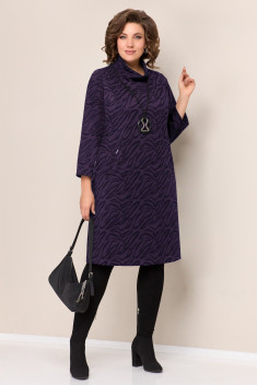 Трикотажное платье VOLNA 1308 темно-фиолетовый/черный_принт