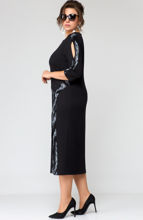 Трикотажное платье EVA GRANT 7177 черный+принт