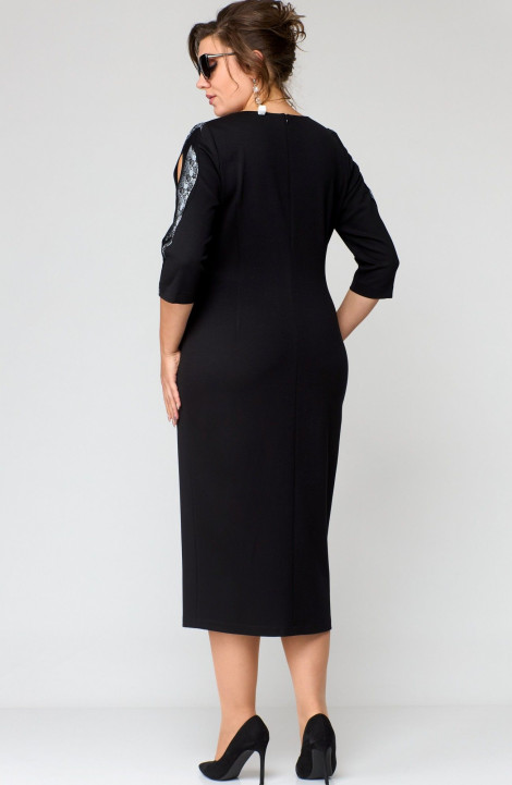 Трикотажное платье EVA GRANT 7177 черный+принт