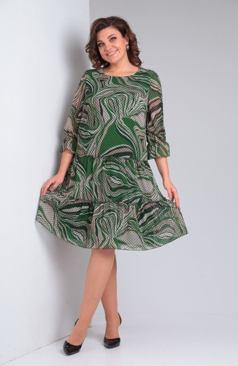 Шифоновое платье Pocherk 1-013 зеленые_разводы