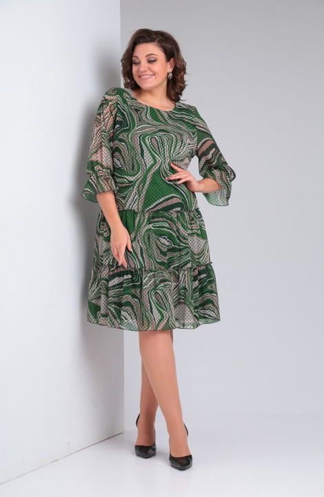 Шифоновое платье Pocherk 1-013 зеленые_разводы