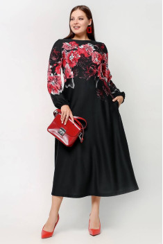 Платье La rouge 5408 черный-(цветы)