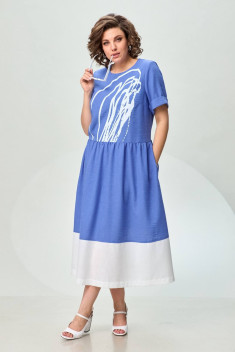 Платье INVITE 4071 голубой+белый