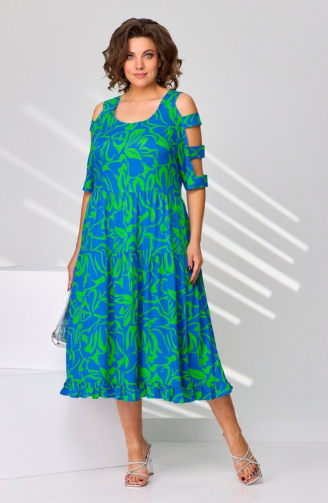 Платье Асолия 2687 зелено-васильковый