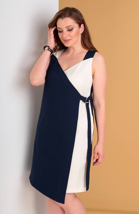 Платье Liona Style 703 синий/молочный