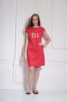 Льняное платье AMORI 9483 красный