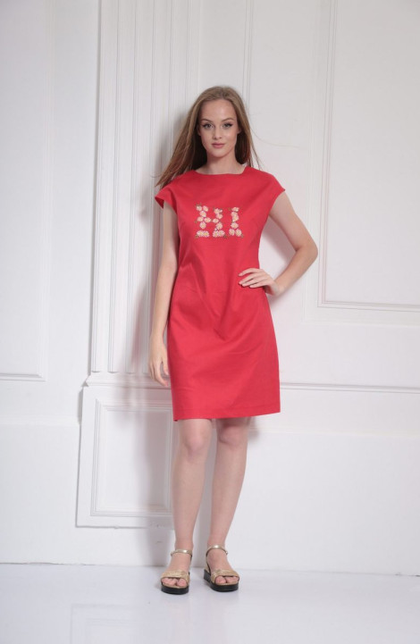 Льняное платье AMORI 9483 красный