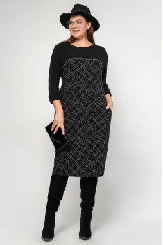 Трикотажное платье La rouge 5369 серебро-(черный)