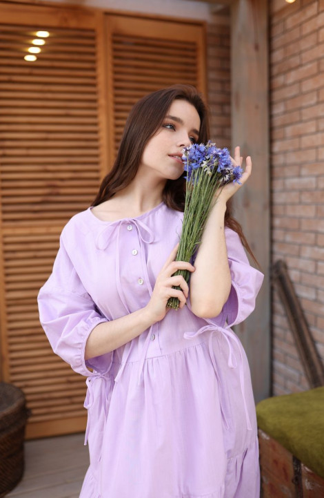 Льняное платье АМУЛЕТ 9592 лаванда