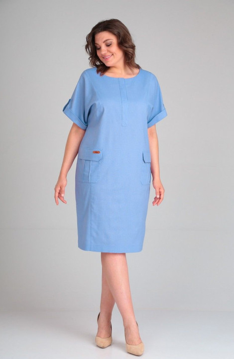 Льняное платье ELGA 01-757 голубой
