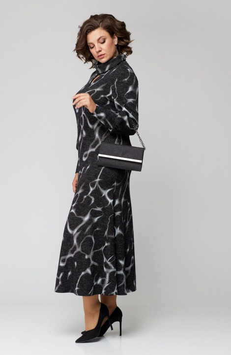 Трикотажное платье EVA GRANT 7223 черный+принт