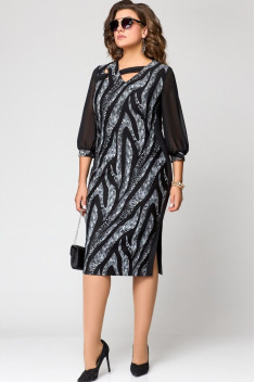 Трикотажное платье EVA GRANT 7220-1 черный+серый