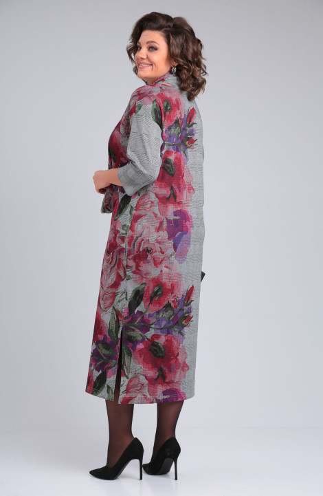 Трикотажное платье Michel chic 2152 серый-лиловая-роза