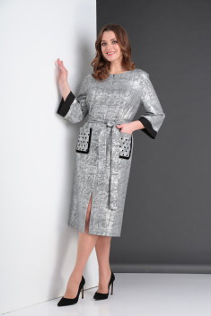 Платье ZigzagStyle 424 серый/черная_отделка