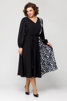 Шифоновое платье Runella 1603 черный,белый