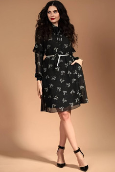 Платье Твой имидж 1450 черный+цветы