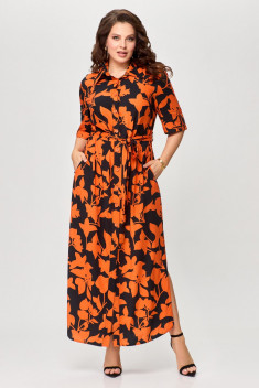 Платье Svetlana-Style 1930 черный+оранжевый_листик
