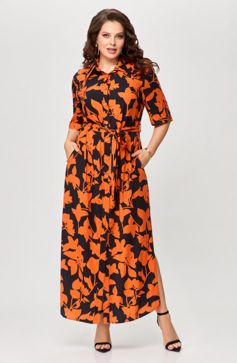 Платье Svetlana-Style 1930 черный+оранжевый_листик