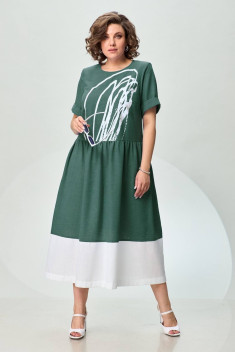 Платье INVITE 4071 зеленый+белый