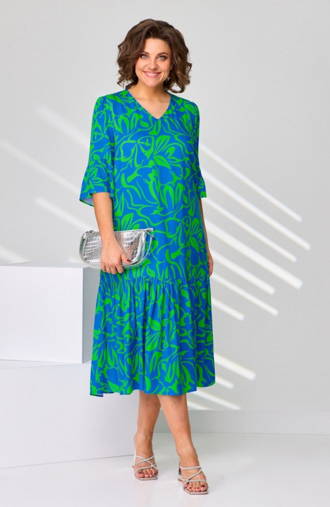 Платье Асолия 2686 зелено-васильковый