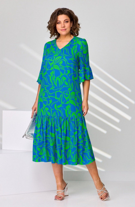 Платье Асолия 2686 зелено-васильковый