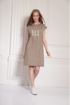 Льняное платье AMORI 9483 беж