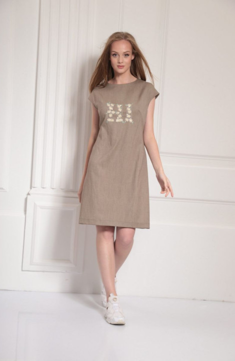 Льняное платье AMORI 9483 беж