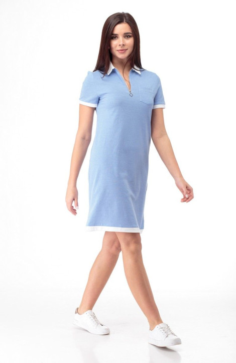 Льняное платье Anelli 868 голубой
