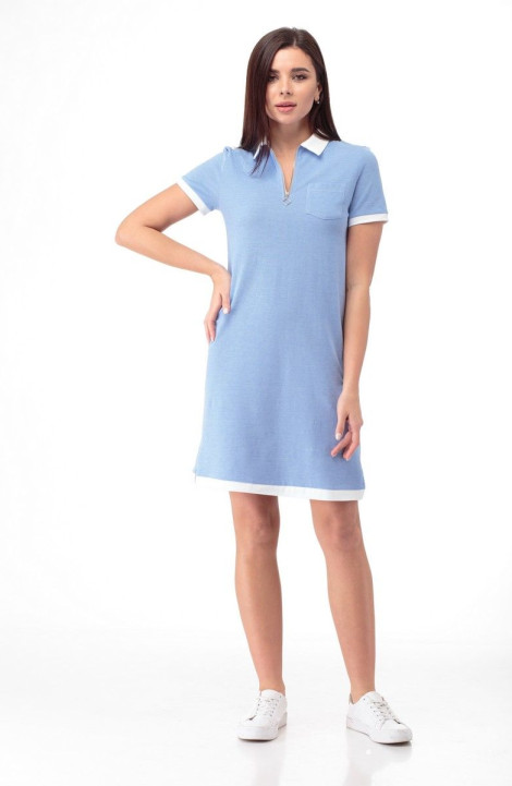Льняное платье Anelli 868 голубой