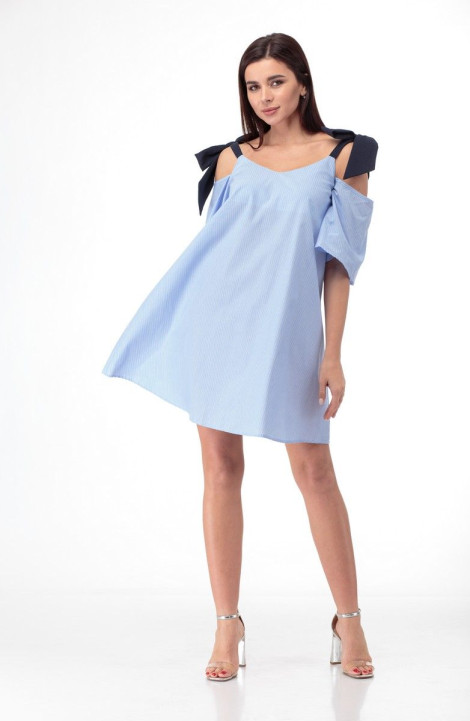 Льняное платье Anelli 867 голубой