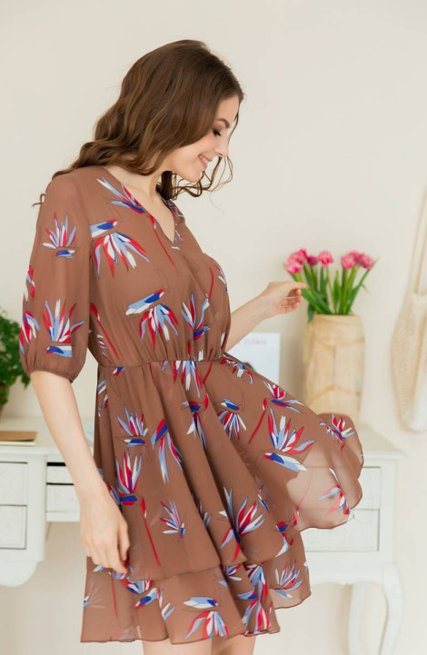Шифоновое платье ASV 2407 бежево-коричневый