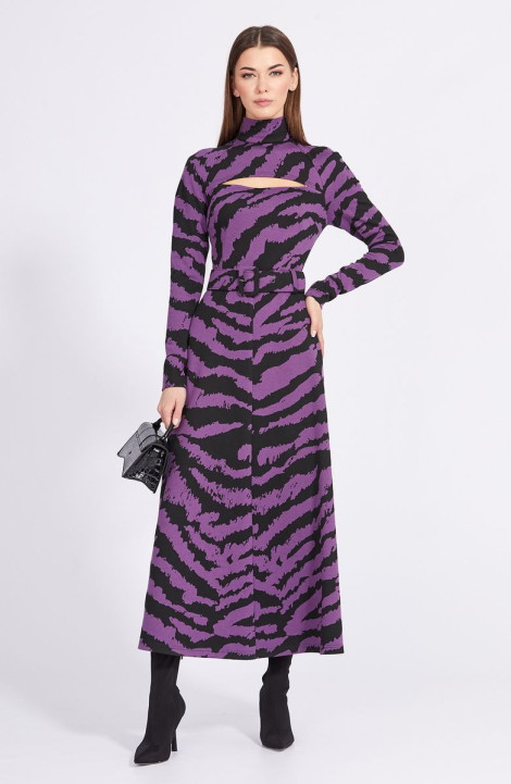 Трикотажное платье EOLA 2357 фиолет-черный