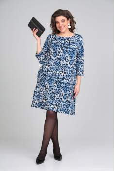 Трикотажное платье Michel chic 2121 синий-леопард
