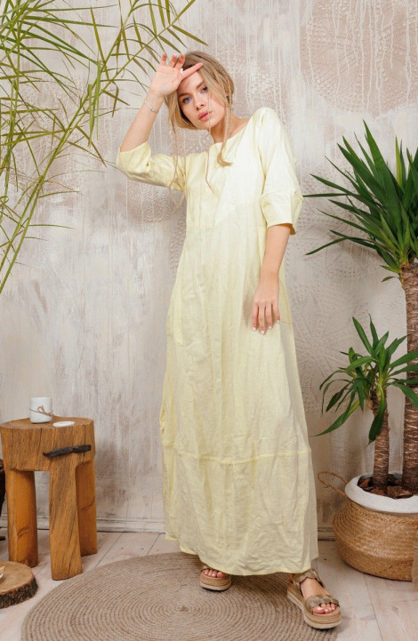 Льняное платье АМУЛЕТ 9710 желтый_лимон