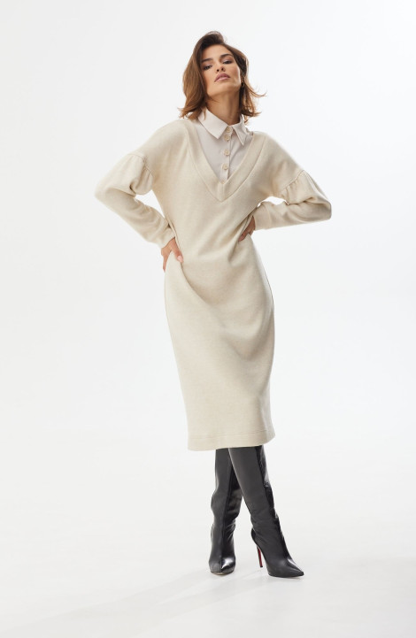 Трикотажное платье NiV NiV fashion 2471 беж