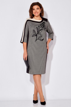 Трикотажное платье Tellura-L 1714 черный/светлая_отделка