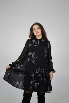 Шифоновое платье Svetlana-Style 1696 черный+цветы