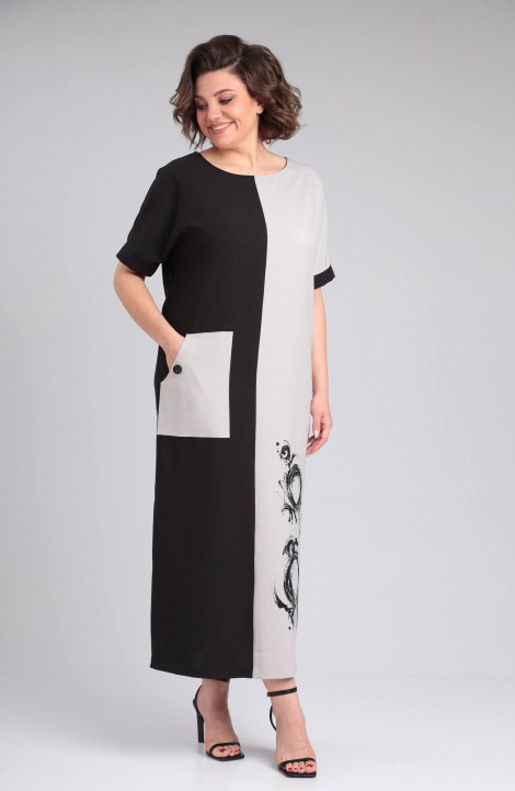 Платье LadisLine 1494 натуральный+черный