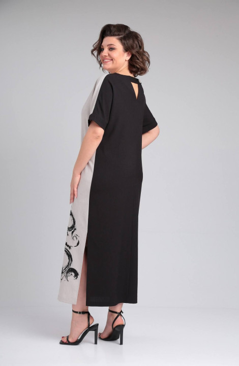 Платье LadisLine 1494 натуральный+черный