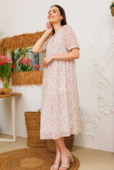 Платье Ларс Стиль 896/1 бело-розовый