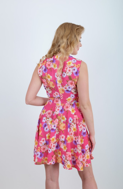 Трикотажное платье Mita ЖМ864 розовое-цветы